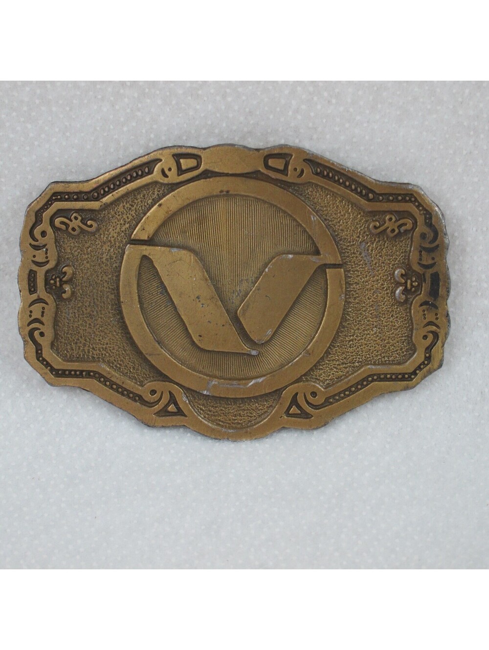 Vintage Valley Irrigation Belt Buckle "V" Monogram Logo Agriculture Farming RARE